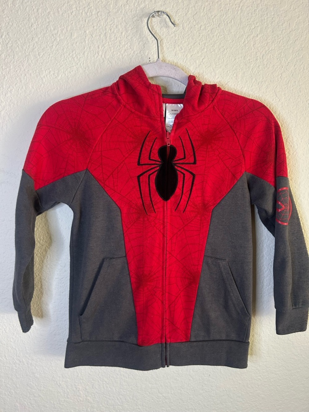 Spider-Man Inspired Red & Gray Zip Hoodie Boys Small 7/8 Superhero School Play